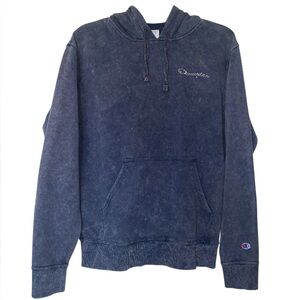 Champion Mens Blue Acid Wash Comfy Cozy Hoodie Size Medium
